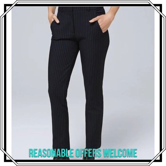 White House Black Market Pants - White House Black Market Pinstriped Trousers The Slim Ankle Black Size 8